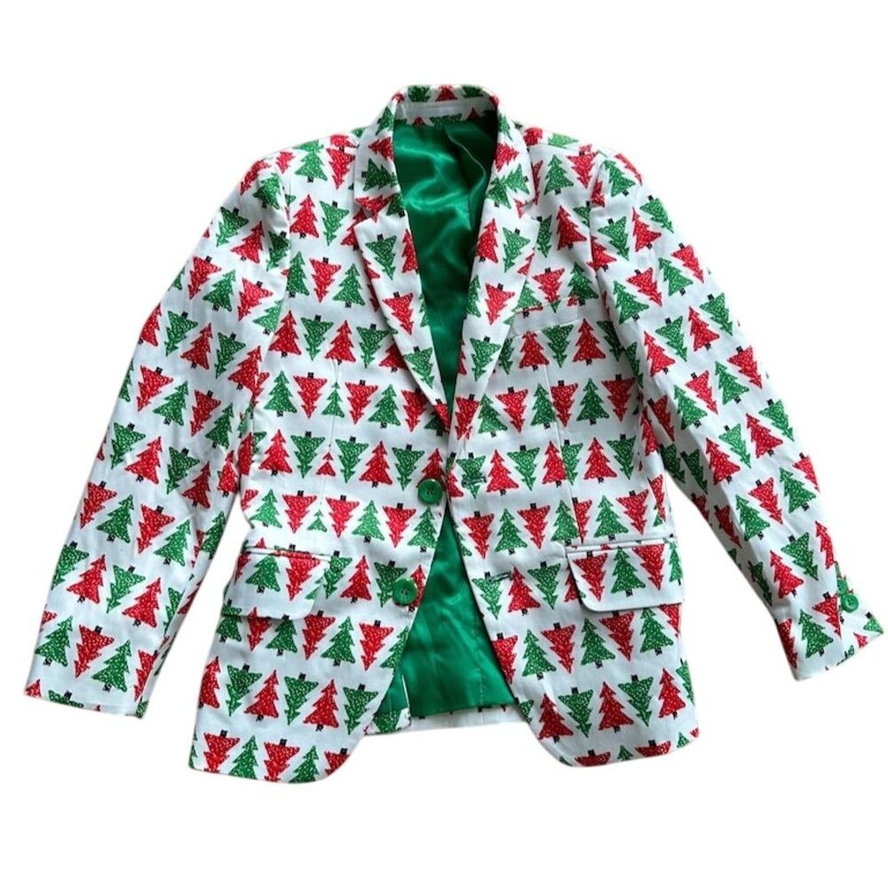 Festive Tree Pattern Kids Jacket - Picture 2 of 8
